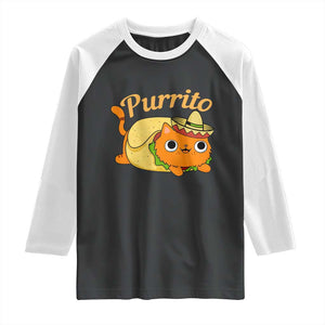 Funny Burrito Lover Gift Raglan Shirt Purrito Cat TS12 Black White Print Your Wear