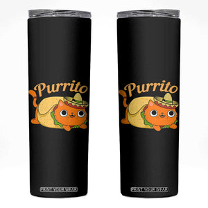 Funny Burrito Lover Gift Skinny Tumbler Purrito Cat TS12 Black Print Your Wear