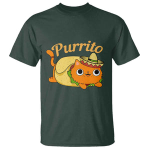 Funny Burrito Lover Gift T Shirt Purrito Cat TS12 Dark Forest Green Print Your Wear