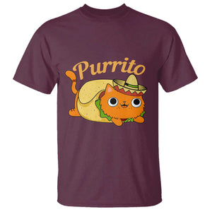 Funny Burrito Lover Gift T Shirt Purrito Cat TS12 Maroon Print Your Wear