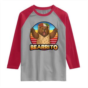 Burrito Lover Gift Raglan Shirt Funny Bearrito TS12 Sport Gray Red Print Your Wear