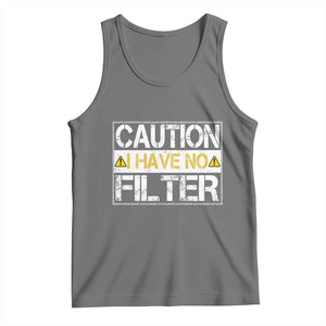 Funny Sarcastic Tank Top Caution I Have No Filter TS12 Black Heather Print Your Wear