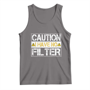 Funny Sarcastic Tank Top Caution I Have No Filter TS12 Deep Heather Print Your Wear