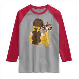 Caution I Have No Filter Raglan Shirt Funny Sarcasm Gift TS12 Sport Gray Red Print Your Wear