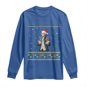 George Washington 67 Meme Long Sleeve Shirt Funny Christmas Ugly Sweater Gift TS12 Royal Blue Print Your Wear