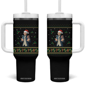 George Washington 67 Meme Tumbler With Handle Funny Christmas Ugly Sweater Gift TS12 One Size: 40 oz Black Print Your Wear