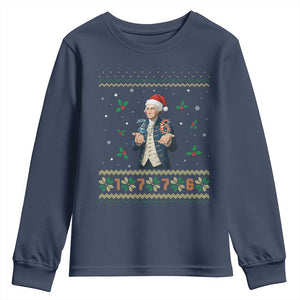 George Washington 67 Meme Youth Sweatshirt Funny Christmas Ugly Sweater Gift TS12 Navy Print Your Wear