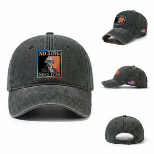 George Washington No Kings Since 1776 Washed Cotton Baseball Cap Funny Political Meme Gift TS12 Washed Cap Universal Fit Dark Green Print Your Wear