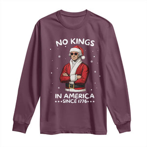 Funny Merry No Kings Since 1776 George Washington Long Sleeve Shirt Christmas Gift TS12 Maroon Print Your Wear