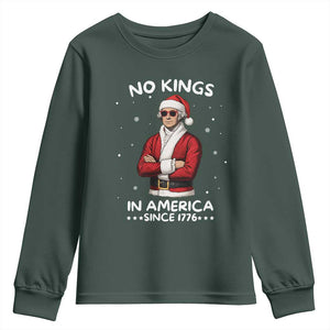 Funny Merry No Kings Since 1776 George Washington Youth Sweatshirt Christmas Gift TS12 Dark Forest Green Print Your Wear