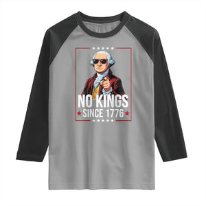 Funny George Washington No Kings 1776 Meme Vintage Gift Raglan Shirt TS12 Sport Gray Black Print Your Wear