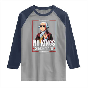 Funny George Washington No Kings 1776 Meme Vintage Gift Raglan Shirt TS12 Sport Gray Navy Print Your Wear