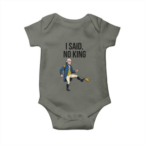 George Washington Kicking Crown Baby Onesie Funny No Kings Meme Gift TS12 Military Green Print Your Wear