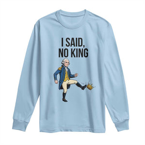 George Washington Kicking Crown Long Sleeve Shirt Funny No Kings Meme Gift TS12 Light Blue Print Your Wear