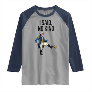 George Washington Kicking Crown Raglan Shirt Funny No Kings Meme Gift TS12 Sport Gray Navy Print Your Wear
