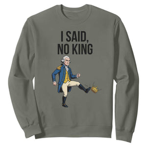 George Washington Kicking Crown Sweatshirt Funny No Kings Meme Gift - Print Your Wear