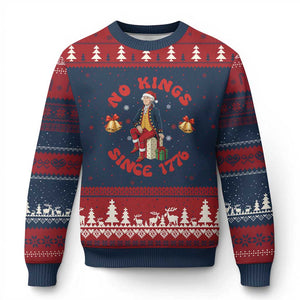 George Washington No Kings Since 1776 Ugly Christmas Sweater Xmas Gift Idea TS12 Navy Red Print Your Wear