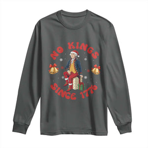 George Washington No Kings Since 1776 Long Sleeve Shirt Christmas Gift Idea TS12 Dark Heather Print Your Wear