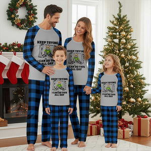 Keep Trying I Can Do This All Day Plaid Pajama Set Funny Hockey Goalie Cat Gift TS12 Blue Plaid Print Your Wear
