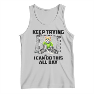 Keep Trying I Can Do This All Day Tank Top Funny Hockey Goalie Cat Gift TS12 Ash Print Your Wear