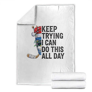 Keep Trying I Can Do This All Day Throw Blanket Ice Hockey Helmet Christmas Gift TS12 White Print Your Wear