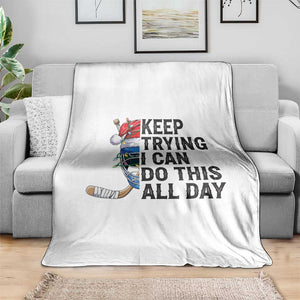 Keep Trying I Can Do This All Day Throw Blanket Ice Hockey Helmet Christmas Gift TS12 Print Your Wear