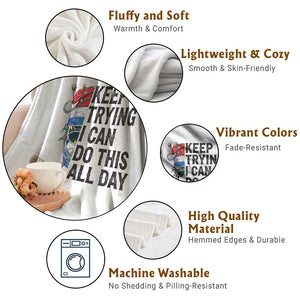 Keep Trying I Can Do This All Day Throw Blanket Ice Hockey Helmet Christmas Gift TS12 Print Your Wear