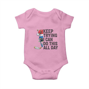 Keep Trying I Can Do This All Day Baby Onesie Ice Hockey Helmet Christmas Gift TS12 Light Pink Print Your Wear