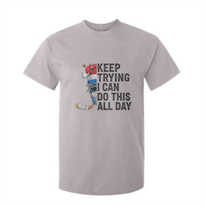 Keep Trying I Can Do This All Day T Shirt For Kid Ice Hockey Helmet Christmas Gift TS12 Ice Gray Print Your Wear