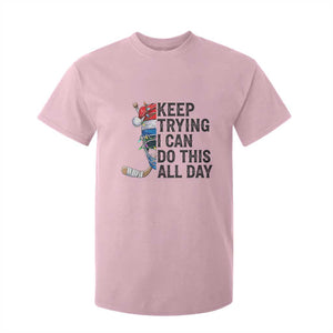 Keep Trying I Can Do This All Day T Shirt For Kid Ice Hockey Helmet Christmas Gift TS12 Light Pink Print Your Wear
