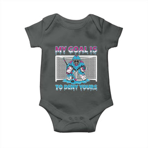 My Goal Is To Deny Yours Baby Onesie Goalie Hockey Drip Art Gift TS12 Dark Heather Print Your Wear