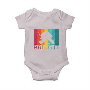 Vintage Ice Hockey Goalie Baby Onesie Bring It Quote Gift For Fan TS12 Ice Gray Print Your Wear