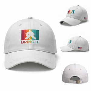 Vintage Ice Hockey Goalie Baseball Cap Bring It Quote Gift For Fan TS12 Baseball Cap Universal Fit White Print Your Wear
