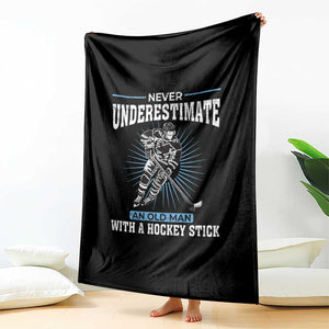 Never Underestimate An Old Man With A Hockey Stick Throw Blanket Ice Hockey Gift TS12 Print Your Wear
