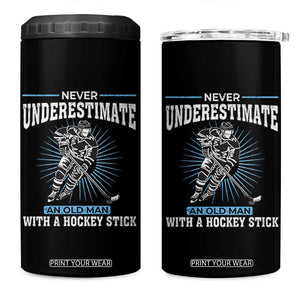Never Underestimate An Old Man With A Hockey Stick 4 in 1 Can Cooler Tumbler Ice Hockey Gift TS12 One Size: 16 oz Black Print Your Wear