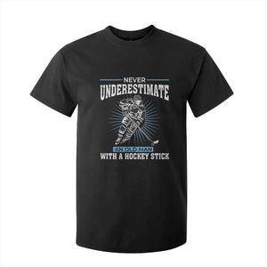 Never Underestimate An Old Man With A Hockey Stick T Shirt For Kid Ice Hockey Gift TS12 Black Print Your Wear