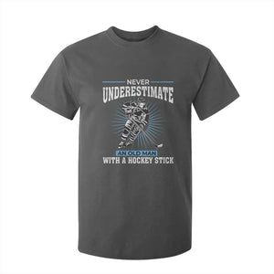 Never Underestimate An Old Man With A Hockey Stick T Shirt For Kid Ice Hockey Gift TS12 Dark Heather Print Your Wear