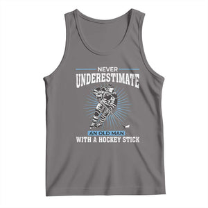 Never Underestimate An Old Man With A Hockey Stick Tank Top Ice Hockey Gift TS12 Deep Heather Print Your Wear