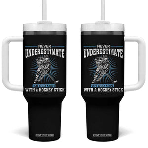 Never Underestimate An Old Man With A Hockey Stick Tumbler With Handle Ice Hockey Gift TS12 One Size: 40 oz Black Print Your Wear