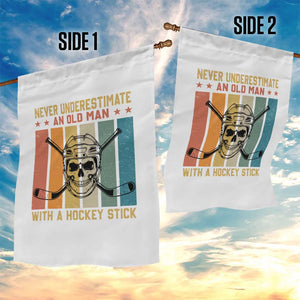Retro Ice Hockey Player Garden Flag Funny Never Underestimate An Old Man TS12 Print Your Wear