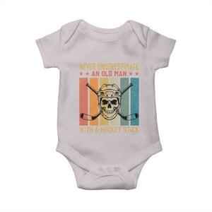 Retro Ice Hockey Player Baby Onesie Funny Never Underestimate An Old Man TS12 Ice Gray Print Your Wear