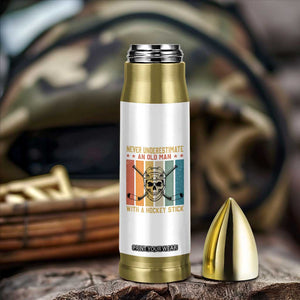 Retro Ice Hockey Player Bullet Tumbler Funny Never Underestimate An Old Man TS12 Print Your Wear