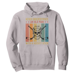 Retro Ice Hockey Player Hoodie Funny Never Underestimate An Old Man TS12 Ice Gray Print Your Wear