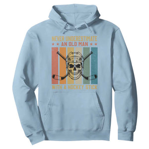Retro Ice Hockey Player Hoodie Funny Never Underestimate An Old Man TS12 Light Blue Print Your Wear