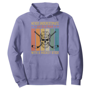 Retro Ice Hockey Player Hoodie Funny Never Underestimate An Old Man TS12 Violet Print Your Wear