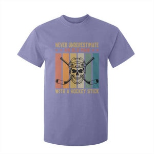 Retro Ice Hockey Player T Shirt For Kid Funny Never Underestimate An Old Man TS12 Violet Print Your Wear