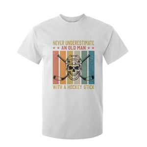 Retro Ice Hockey Player T Shirt For Kid Funny Never Underestimate An Old Man TS12 White Print Your Wear