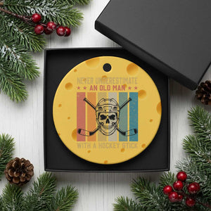 Retro Ice Hockey Player Ceramic Ornament Funny Never Underestimate An Old Man TS12 1pc Yellow Cheese Print Your Wear