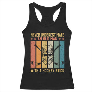 Retro Ice Hockey Player Racerback Tank Top Funny Never Underestimate An Old Man TS12 Black Print Your Wear