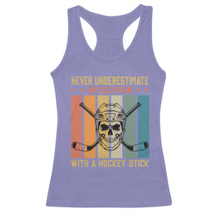 Retro Ice Hockey Player Racerback Tank Top Funny Never Underestimate An Old Man TS12 Violet Print Your Wear